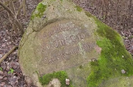 Мемориальный камень немецкого штаба 1917 г. в д. Вишнево